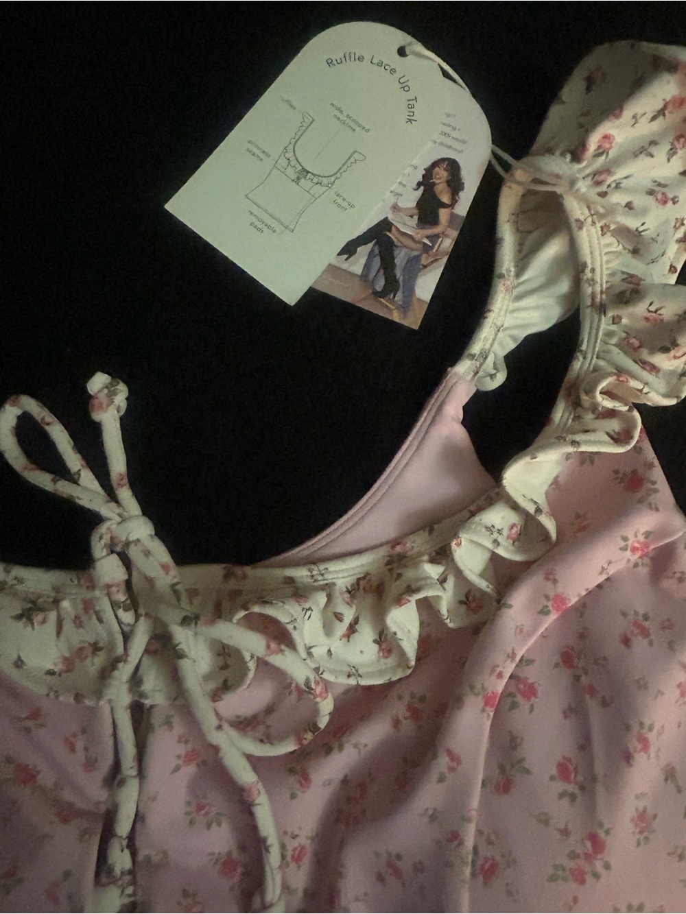 Blogilates Floral Ruffle Lace-Up Tank sz3XL - Picture 3 of 8